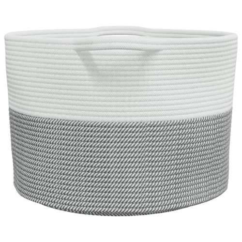 Košara za rublje sivo-bijela Ø 55 x 36 cm pamučna Siva i bijela 55 x 36 cm 1 Cijena