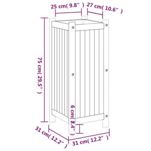 Vrtna sadilica s oblogom 31x31x75 cm od masivnog drva bagrema - 31 x 31 x 75 cm 1 Cijena