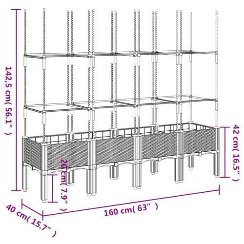 Vrtna sadilica s rešetkom smeđa 160 x 40 x 142,5 cm PP - Smeđa 160 x 40 x 142.5 cm 1 Cijena