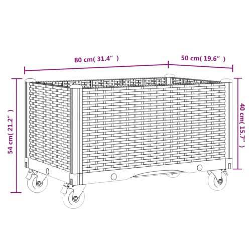 Vrtna sadilica s kotačima crna 80 x 50 x 54 cm PP - Crna 80 x 50 x 54 cm 1 Cijena