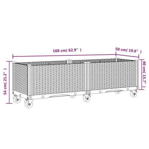 Vrtna sadilica s kotačima siva 160 x 50 x 54 cm PP - Smeđa 160 x 50 x 54 cm 1 Cijena