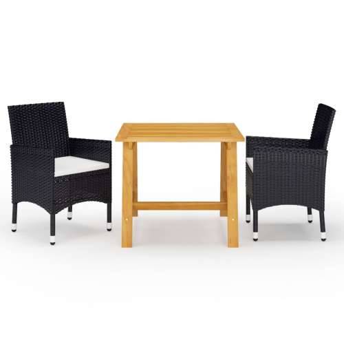 Vrtna garnitura - 3-dijelni vrtni blagovaonski set s jastucima crni - Crna Dužina stola 88 cm 2 Cijena