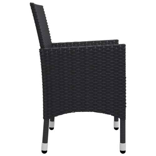 Vrtna garnitura - 3-dijelni vrtni blagovaonski set s jastucima crni - Crna Dužina stola 88 cm 2 Cijena