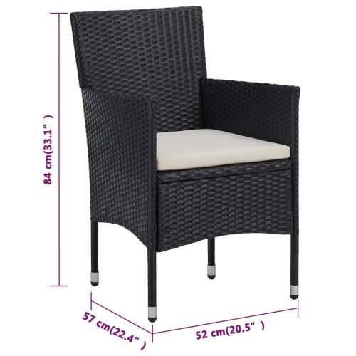 Vrtna garnitura - 3-dijelni vrtni blagovaonski set s jastucima crni - Crna Dužina stola 88 cm 2 Cijena