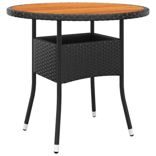 3-dijelni vrtni bistro set od poliratana i bagremovog drva crni - Crna Ø 80 cm table 2 Cijena