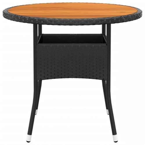 3-dijelni vrtni bistro set od poliratana i bagremovog drva crni - Crna Ø 80 cm table 2 Cijena