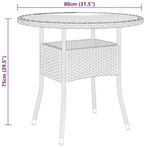 3-dijelni vrtni bistro set od poliratana i bagremovog drva crni - Crna Ø 80 cm table 2 Cijena