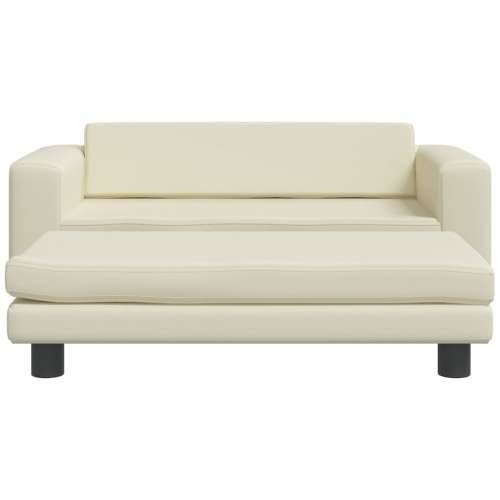 Dječja sofa s tabureom krem 100 x 50 x 30 cm od umjetne kože - Krema Cijena