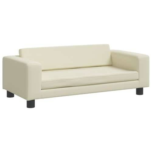Dječja sofa s tabureom krem 100 x 50 x 30 cm od umjetne kože - Krema Cijena
