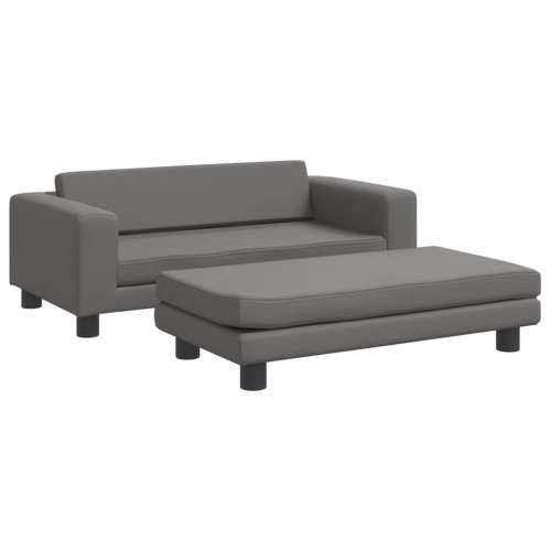 Dječja sofa s tabureom siva 100 x 50 x 30 cm od umjetne kože - Siva Cijena