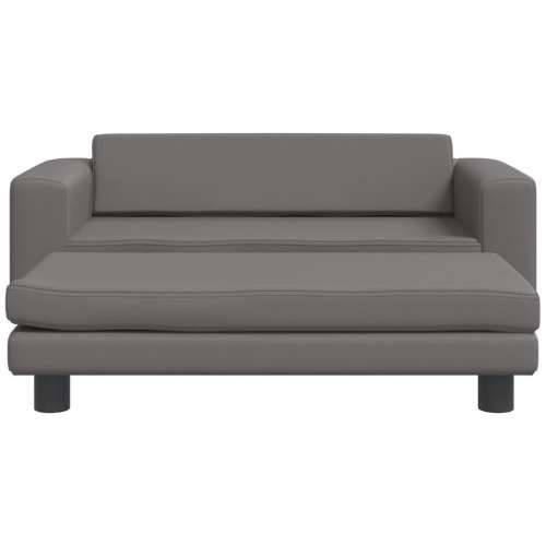 Dječja sofa s tabureom siva 100 x 50 x 30 cm od umjetne kože - Siva Cijena