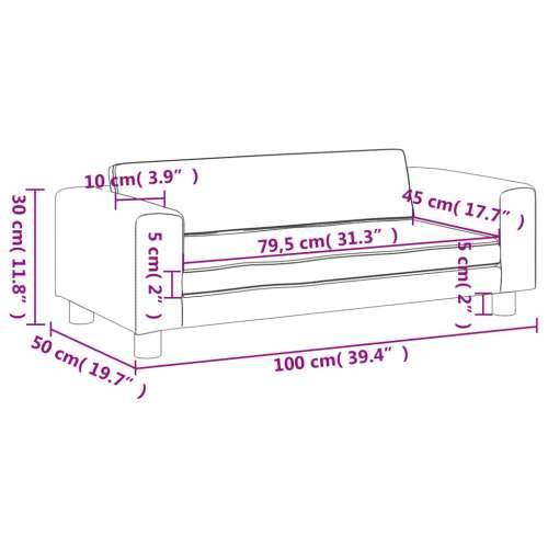 Dječja sofa s tabureom siva 100 x 50 x 30 cm od umjetne kože - Siva Cijena
