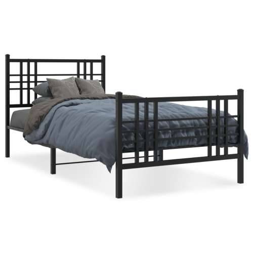 Metalni okvir kreveta uzglavlje i podnožje crni 100x190 cm - Crna 100 x 190 cm s uzglavljem i podnožjem Cijena