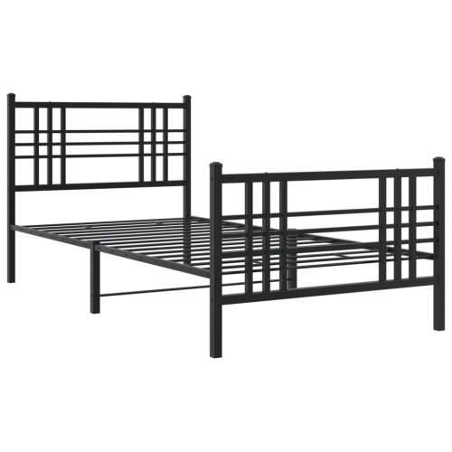 Metalni okvir kreveta uzglavlje i podnožje crni 100x190 cm - Crna 100 x 190 cm s uzglavljem i podnožjem Cijena