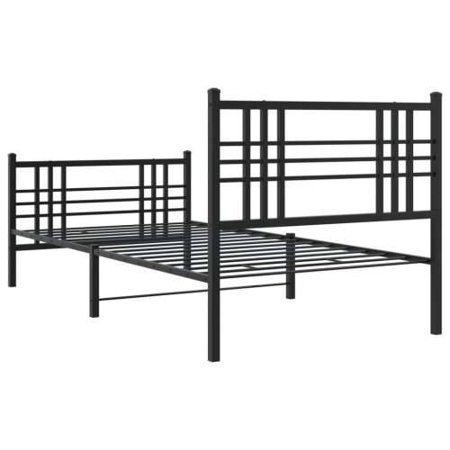 Metalni okvir kreveta uzglavlje i podnožje crni 100x190 cm - Crna 100 x 190 cm s uzglavljem i podnožjem Cijena