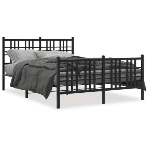 Metalni okvir kreveta uzglavlje i podnožje crni 137x190 cm - Crna 135 x 190 cm s uzglavljem i podnožjem Cijena