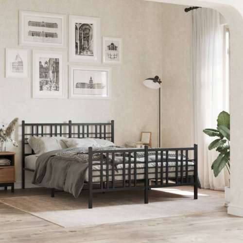 Metalni okvir kreveta uzglavlje i podnožje crni 137x190 cm - Crna 135 x 190 cm s uzglavljem i podnožjem Cijena