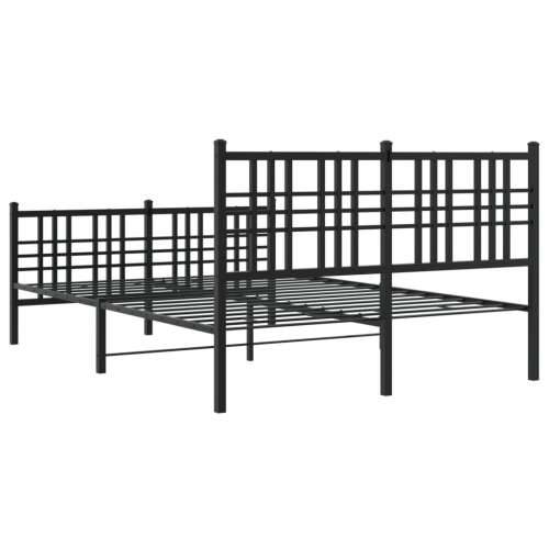 Metalni okvir kreveta uzglavlje i podnožje crni 137x190 cm - Crna 135 x 190 cm s uzglavljem i podnožjem Cijena