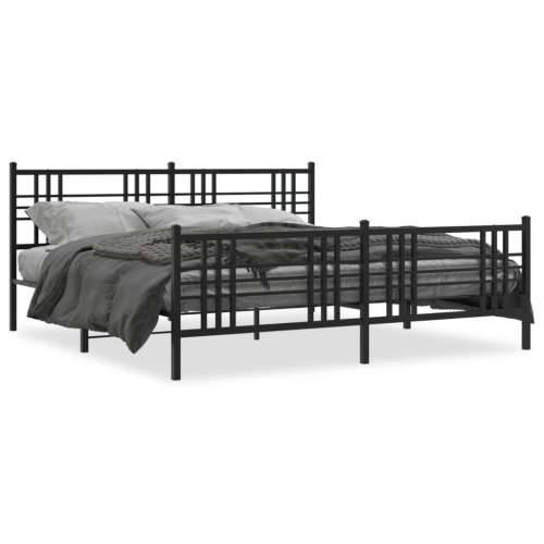 Metalni okvir kreveta uzglavlje i podnožje crni 193x203 cm - Crna 193 x 203 cm s uzglavljem i podnožjem Cijena