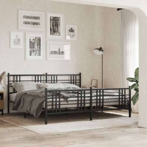 Metalni okvir kreveta uzglavlje i podnožje crni 193x203 cm - Crna 193 x 203 cm s uzglavljem i podnožjem Cijena