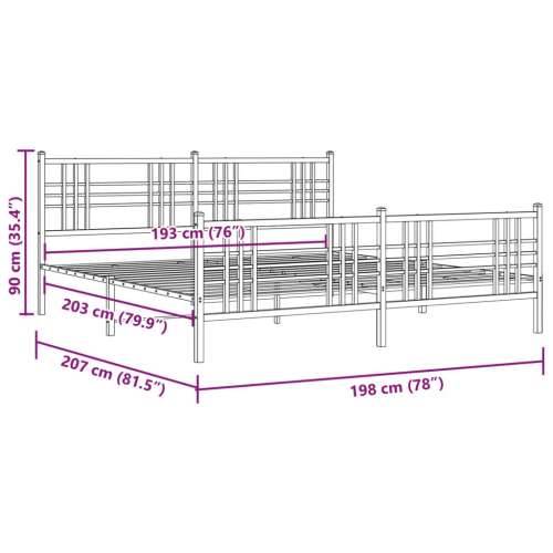 Metalni okvir kreveta uzglavlje i podnožje crni 193x203 cm - Crna 193 x 203 cm s uzglavljem i podnožjem Cijena