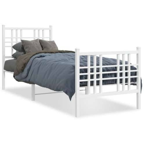 Metalni okvir kreveta uzglavlje i podnožje bijeli 75x190 cm - Bijela 75 x 190 cm s uzglavljem i podnožjem Cijena
