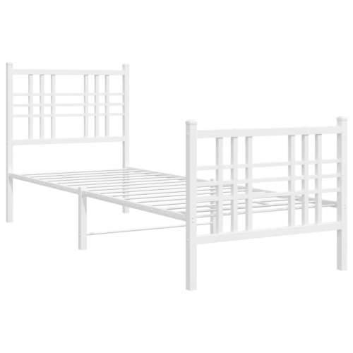 Metalni okvir kreveta uzglavlje i podnožje bijeli 75x190 cm - Bijela 75 x 190 cm s uzglavljem i podnožjem Cijena