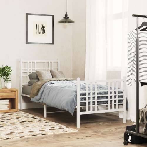 Metalni okvir kreveta uzglavlje i podnožje bijeli 75x190 cm - Bijela 75 x 190 cm s uzglavljem i podnožjem Cijena