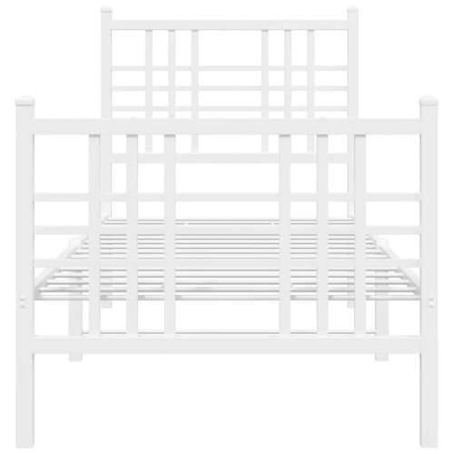Metalni okvir kreveta uzglavlje i podnožje bijeli 75x190 cm - Bijela 75 x 190 cm s uzglavljem i podnožjem Cijena
