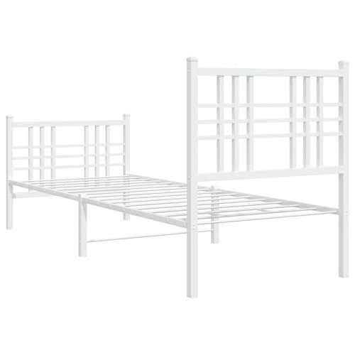 Metalni okvir kreveta uzglavlje i podnožje bijeli 75x190 cm - Bijela 75 x 190 cm s uzglavljem i podnožjem Cijena