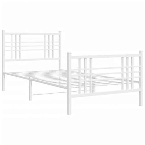 Metalni okvir kreveta uzglavlje i podnožje bijeli 90x190 cm - Bijela 90 x 190 cm s uzglavljem i podnožjem Cijena