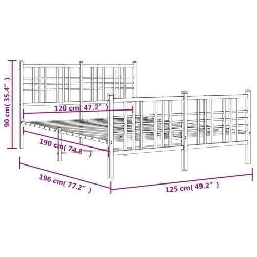 Metalni okvir kreveta uzglavlje i podnožje bijeli 120x190 cm Bijela 120 x 190 cm s uzglavljem i podnožjem Cijena