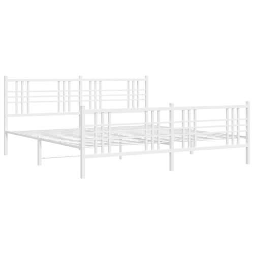 Metalni okvir kreveta uzglavlje i podnožje bijeli 180x200 cm - Bijela 180 x 200 cm s uzglavljem i podnožjem Cijena