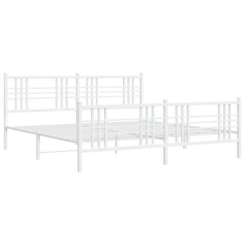 Metalni okvir kreveta uzglavlje i podnožje bijeli 193x203 cm - Bijela 193 x 203 cm s uzglavljem i podnožjem Cijena