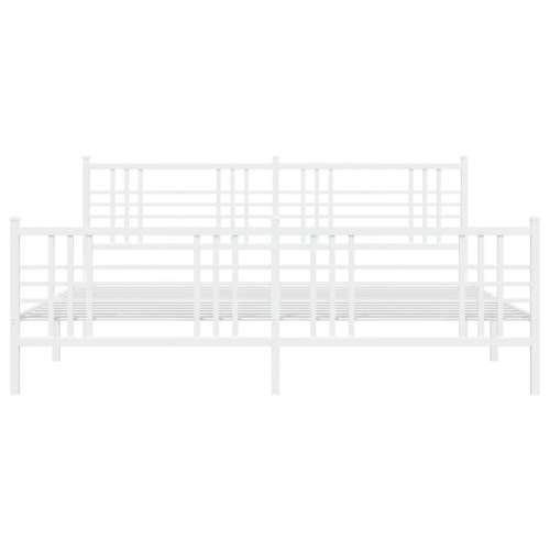 Metalni okvir kreveta uzglavlje i podnožje bijeli 193x203 cm - Bijela 193 x 203 cm s uzglavljem i podnožjem Cijena