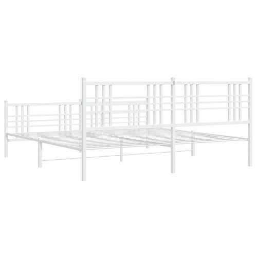 Metalni okvir kreveta uzglavlje i podnožje bijeli 193x203 cm - Bijela 193 x 203 cm s uzglavljem i podnožjem Cijena