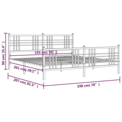 Metalni okvir kreveta uzglavlje i podnožje bijeli 193x203 cm - Bijela 193 x 203 cm s uzglavljem i podnožjem Cijena