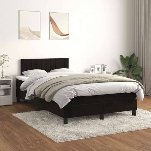 Krevet box spring s madracem crni 120 x 190 cm baršunasti - Crna 120 x 190 cm Okomite pruge Cijena