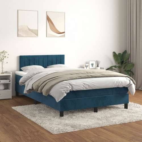 Krevet s oprugama i madracem tamnoplavi 120 x 190 cm baršun - Tamno plava 120 x 190 cm Okomite pruge Cijena