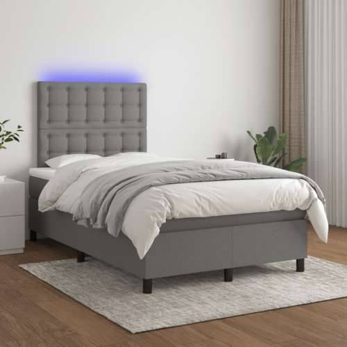 Krevet box spring s madracem LED tamnosivi 120 x 190 cm tkanina - Tamno siva 120 x 190 cm gumbi Cijena