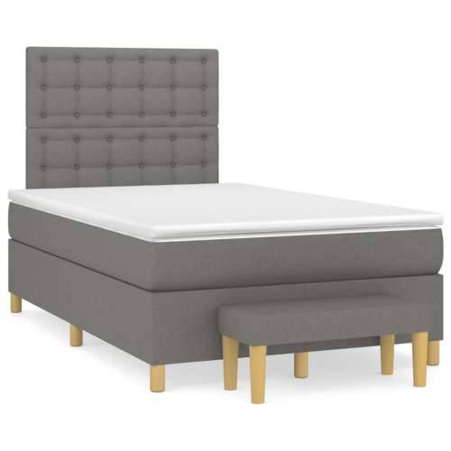 Krevet box spring s madracem tamnosivi 120 x 190 cm tkanina - Tamno siva 120 x 190 cm gumbi Cijena