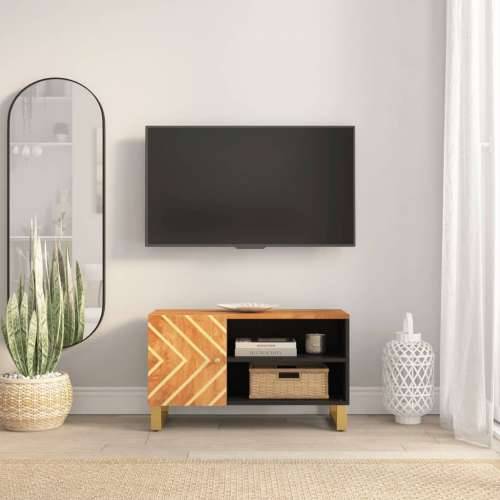 TV ormarić smeđe-crni 80 x 31,5 x 46 cm od masivnog drva manga Cijena