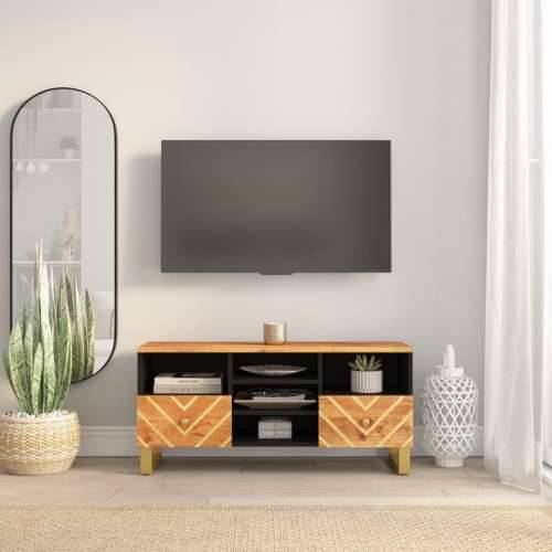 TV ormarić smeđe-crni 100 x 33,5 x 46 cm od masivnog drva manga Cijena