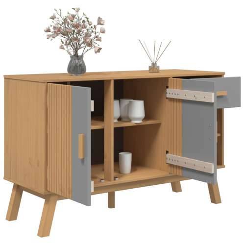 Komoda OLDEN sivo-smeđa 114 x 43 x 73,5 cm od masivne borovine - Siva i smeđa 1 Cijena