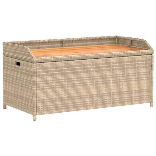 Klupa za pohranu bež 100x50x52 cm poliratan i bagremovo drvo - Miješana bež 100 x 50 x 52 cm 1 Cijena