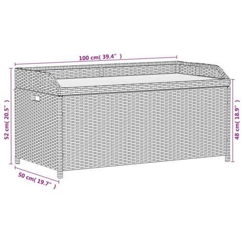 Klupa za pohranu bež 100x50x52 cm poliratan i bagremovo drvo - Miješana bež 100 x 50 x 52 cm 1 Cijena