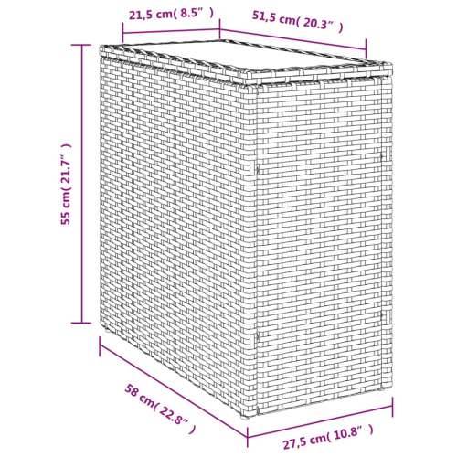 Vrtni stol sa staklenom pločom sivi 58x27,5x55 cm od poliratana - Siva 1 Stakl Cijena
