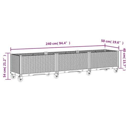 Vrtna sadilica s kotačima plava siva 240x50x54 cm PP - Plavo-siva 240 x 50 x 54 cm 1 Cijena