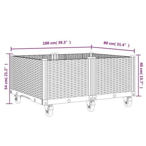 Vrtna sadilica s kotačima siva 100x80x54 cm PP - Svjetlosiva 100 x 80 x 54 cm 1 Cijena