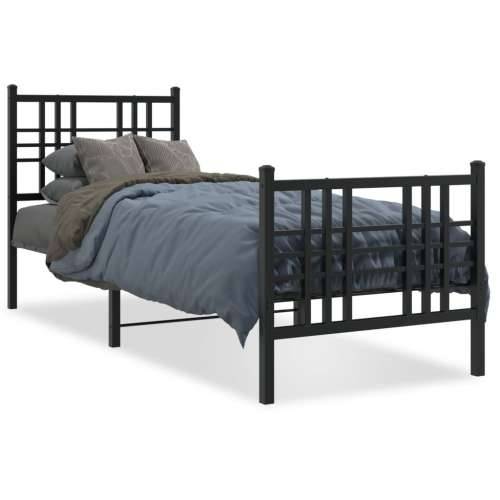 Metalni okvir kreveta uzglavlje i podnožje crni 75x190 cm - Crna 75 x 190 cm s uzglavljem i podnožjem Cijena